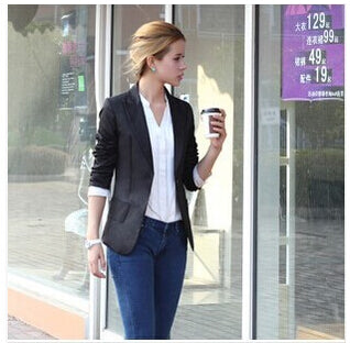 Europe autumn spring new women's clothing slim high-end fashion v-neck long-sleeved suit Blazers jacket coat