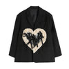 MOLAN Women Blazer High Street Heart Design Patchwork Loose Coat Long Sleeve Pockets Jacket Top Female Chic Outwaer