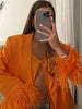 MOLAN Orange Women Blazer High Street Coat Long Sleeve Pockets Jacket Pants Sets Female Chic Outwaer