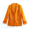MOLAN Orange Women Blazer High Street Coat Long Sleeve Pockets Jacket Pants Sets Female Chic Outwaer