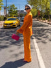 MOLAN Orange Women Blazer High Street Coat Long Sleeve Pockets Jacket Pants Sets Female Chic Outwaer