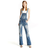 New Womens Denim Bib Overalls Bell Bottom Fashion Jeans Jumpsuits For Female Boot Cut Scratched Suspender Pants