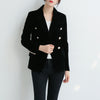 MUMUZI Brand Spring Women Slim Velvet Blazer Jacket Double Breasted Simple Lady Blazers High Grade OL Clothing