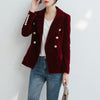 MUMUZI Brand Spring Women Slim Velvet Blazer Jacket Double Breasted Simple Lady Blazers High Grade OL Clothing