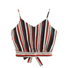 2022 women shirt Crop top summer sexy fashion vest bow Women's Self Tie Back V Neck Striped Crop cami Top Camisole Blouse