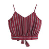 2022 women shirt Crop top summer sexy fashion vest bow Women's Self Tie Back V Neck Striped Crop cami Top Camisole Blouse