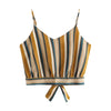 2022 women shirt Crop top summer sexy fashion vest bow Women's Self Tie Back V Neck Striped Crop cami Top Camisole Blouse