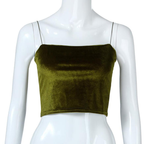 Camis 2022 Women Vest crop top Fashion Womens Sexy Off Shoulder Velvet Vest Tank Tops Short Camisole T-Shirt