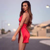 Halter Backless Deep V Neck Dress Sexy High Slit Mini Dress Night Club Party Hot Lady Sleeveless Side Slit Mini Dress 304