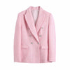 MXTIN 2022 Women Spring Vintage Tweed Blazers and Jackets Double Breasted Long Sleeve Slim Business Female Blazer Coat