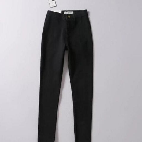 High-waist vintage full length skinny solid jeans women 2022 new high elestic pencil denim pants