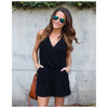 MYPF-Women New Summer Playsuits Chiffon V-Neck Sleeveless Playsuits Rompers Pocket Casual Jumpsuits Shorts Pants Overalls New