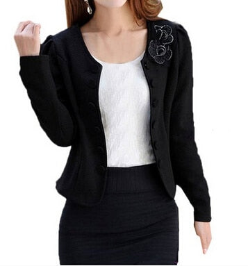 MYPF Women's Fashion Slim Jacket Suit Blazer Long Sleeve Short Coat Outerwear
