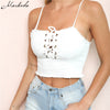 New Cowboy Camis Bow Short Camis Women Summer Solid Black White Tank Tops 2 Colours White Blue Crop Tops