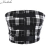 New Arrived Classic Tank Tops Short Plaid Sexy Sleeveless Strapless Casual Brandy Melville Buckles Women Adress