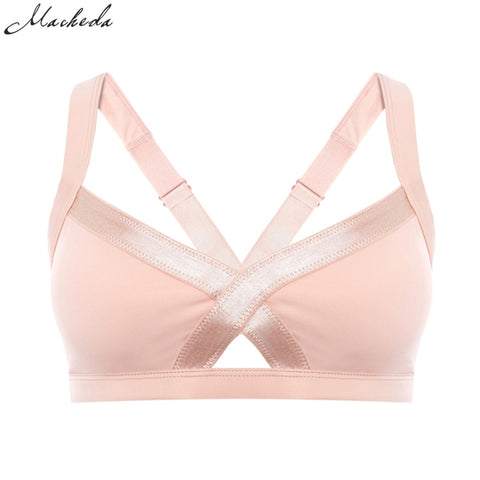 New Fashion Sexy Exercise Workout Top Women Fitness Tank Tops Hollow Out Back Cross Pink Bandage Bra Top