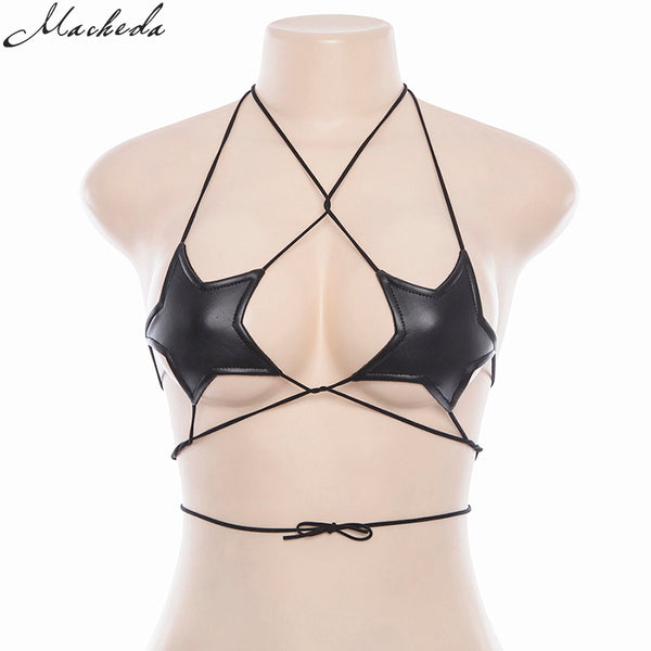 2022 New Women Summer Sexy Ladies Black Star Bra Bustier Top Simple Hanging Neck Tank Casual Women Bras Tops