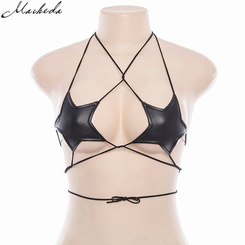 2022 New Women Summer Sexy Ladies Black Star Bra Bustier Top Simple Hanging Neck Tank Casual Women Bras Tops