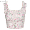 Macheda Summer Flower print Vest Women Fashion Sleeveless Strapless Ruffles Crop Tops Ladies Street Casual Tanks Camisole 2022