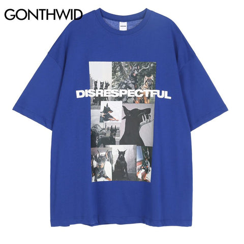 Man T Shirt Streetwear Hip Hop Rottweiler Dog Graphic Print T-Shirt Harajuku Casual Short Sleeve Cotton Tshirts 2023 Tees Tops