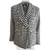 Mandylandy Women Plaid Suit Coat Long-sleeved Double-breasted Printed Suit Jacket Houndstooth Office Blazer
