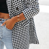 Mandylandy Women Elegant Plaid Autumn Blazer Jacket Casual Long Sleeve Lapel Collar Double Breasted Loose Coat