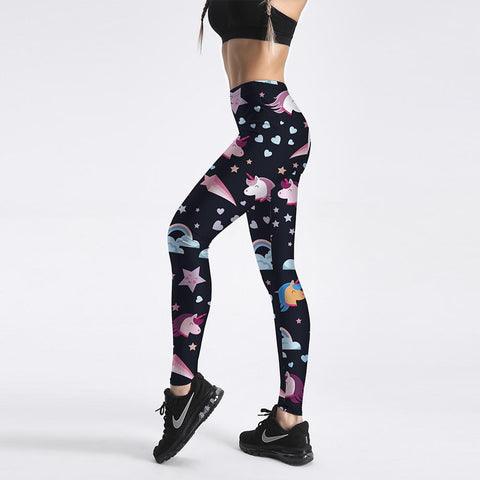 Womens Unicorn Print Casual Beauty Slim Leggings Trousers For Female Fashion Workout Fitness Jogger Elastic Skinny Pants