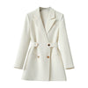 Matakawa Blazer Women Solid Double Breasted Office Lady Elegant Autumn Jackets Korean Work Vintage Blazers Femme
