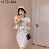 Matakawa Knitted Pullover Dresses for Women Autumn Winter Round Neck Hollow Out All-match Dress Solid Slim Bodycon Vestidos