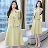 Matching Set Blazer And A-Line Skirts Women England Style Double Breasted Short Empire Blazer Feminino Femme Two Piece Set