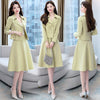 Matching Set Blazer And A-Line Skirts Women England Style Double Breasted Short Empire Blazer Feminino Femme Two Piece Set