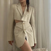 Matching Set Blazer And Skirts Women Short Empire Blazer Feminino Femme Two Piece Set Office Skirt Suits Suit For Formal Wear
