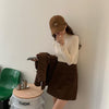 Matching Set Blazer Skirts Women England style Spring Autumn Loose Corduroy Blazer Feminino Femme Short Mini Skirt Two Piece Set
