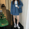 Matching Set Blazer Skirts Women England style Spring Autumn Loose Corduroy Blazer Feminino Femme Short Mini Skirt Two Piece Set