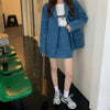 Matching Set Blazer Skirts Women England style Spring Autumn Loose Corduroy Blazer Feminino Femme Short Mini Skirt Two Piece Set