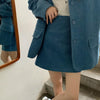 Matching Set Blazer Skirts Women England style Spring Autumn Loose Corduroy Blazer Feminino Femme Short Mini Skirt Two Piece Set