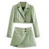 Matching Set Blazer Suits With Skirt 2022ZA Summer Women's Suit England Style Navel Exposed Short Empire BlazerTwo Piece Set