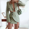 Matching Set Blazer Suits With Skirt 2022ZA Summer Women's Suit England Style Navel Exposed Short Empire BlazerTwo Piece Set