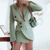 Matching Set Blazer Suits With Skirt 2022ZA Summer Women's Suit England Style Navel Exposed Short Empire BlazerTwo Piece Set
