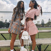 Matching Set Long Sleeve Blazer Jacket And Skirts Suit Women England style Navel Exposed Short Blazer Autumn Femme Two Piece Set