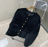 Material the black quilted jacket fund of 2023 autumn winters is 100% cotton silk velvet coat to keep warm