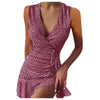 Mature Style Dresses Robe Grande Taille En Coton Women's Sexy Floral Print V-neck Lace-up Tank Top Dress Home Party Dress