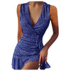 Mature Style Dresses Robe Grande Taille En Coton Women's Sexy Floral Print V-neck Lace-up Tank Top Dress Home Party Dress