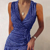 Mature Style Dresses Robe Grande Taille En Coton Women's Sexy Floral Print V-neck Lace-up Tank Top Dress Home Party Dress