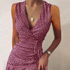 Mature Style Dresses Robe Grande Taille En Coton Women's Sexy Floral Print V-neck Lace-up Tank Top Dress Home Party Dress