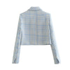 Maxdutti 2023 Autumn Casual Blazers Women High Street Retro Plaid Double Breasted Woolen Short Jacket