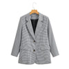 Maxdutti Loose Jacket Women England Style Vintage Plaid Preppy Casual Blazer