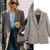 Maxdutti Loose Jacket Women England Style Vintage Plaid Preppy Casual Blazer