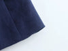 Maxdutti Navy Color Casual Blazers Women England Style Office Lady Simple Linen Jacket