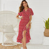 Maxi Dress Women Party Dress  2023 Floral Print V-Neck Split Sexy Boho Dress  Robe Vestidos Ropa Mujer